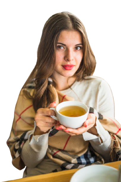 beautiful young woman holding herbal tea cup removebg preview